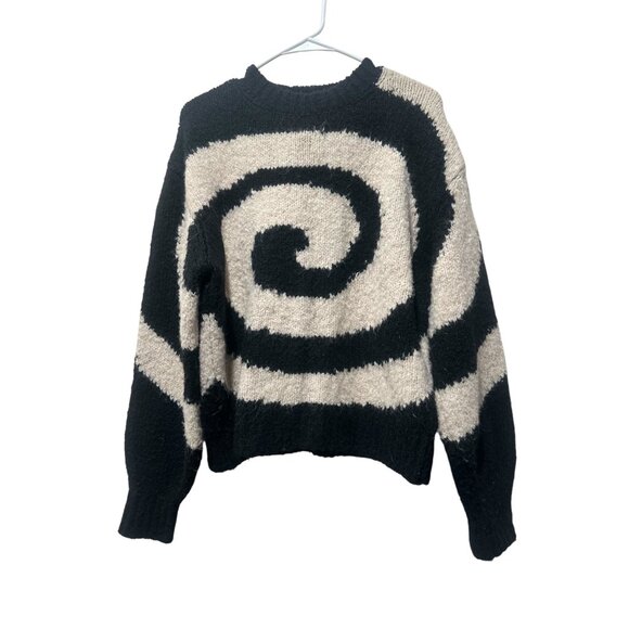 Paloma Wool Twister Sweater Women Medium Off White Black Fuzzy Psychedelic Indie - Picture 5 of 16